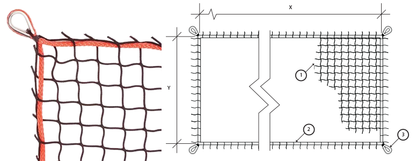 Filet de sécurité - Usage intensif plus - 700 lbs - Bordure en corde